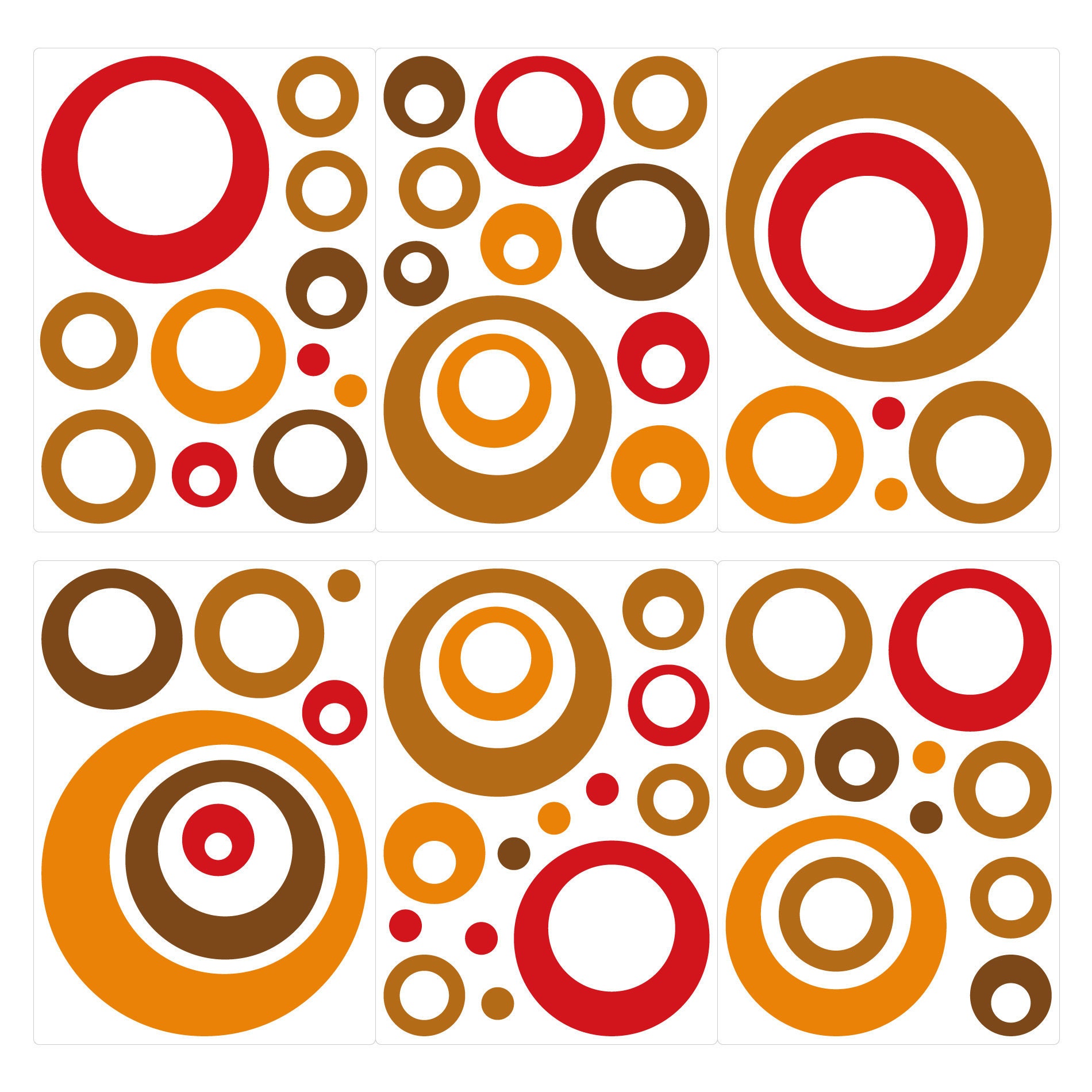 Wall Decal Living Room Retro Dots Brown Red Wall Stickers Etsy