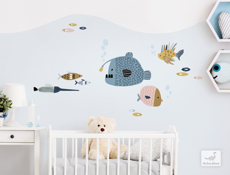 Wall Sticker Children's Room Animals Pastel Marine Etsy