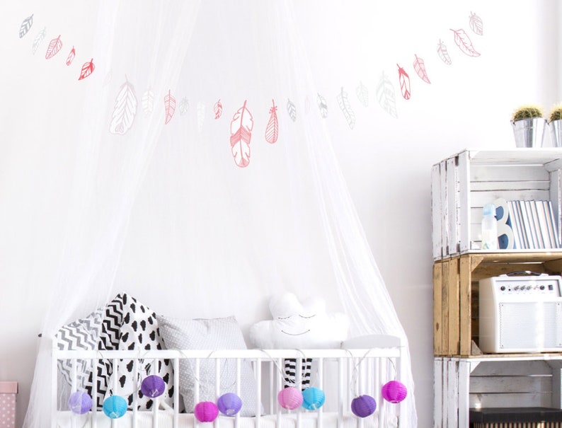 Wandtattoo Kinderzimmer Pastell Wandtattoo Kinderzimmer Federn Pastell pink grau