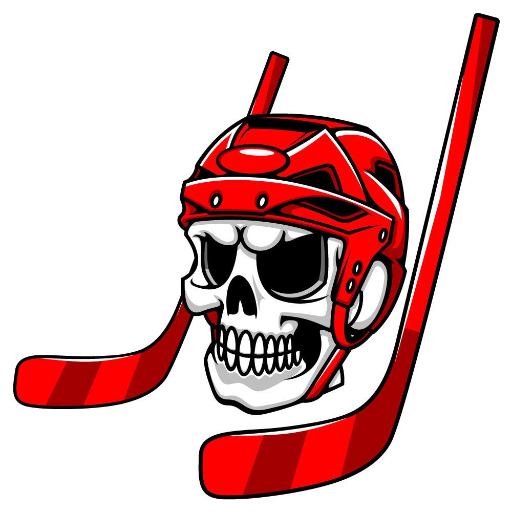 Wall decal nursery hockey skull with hockey stick red wall Etsy