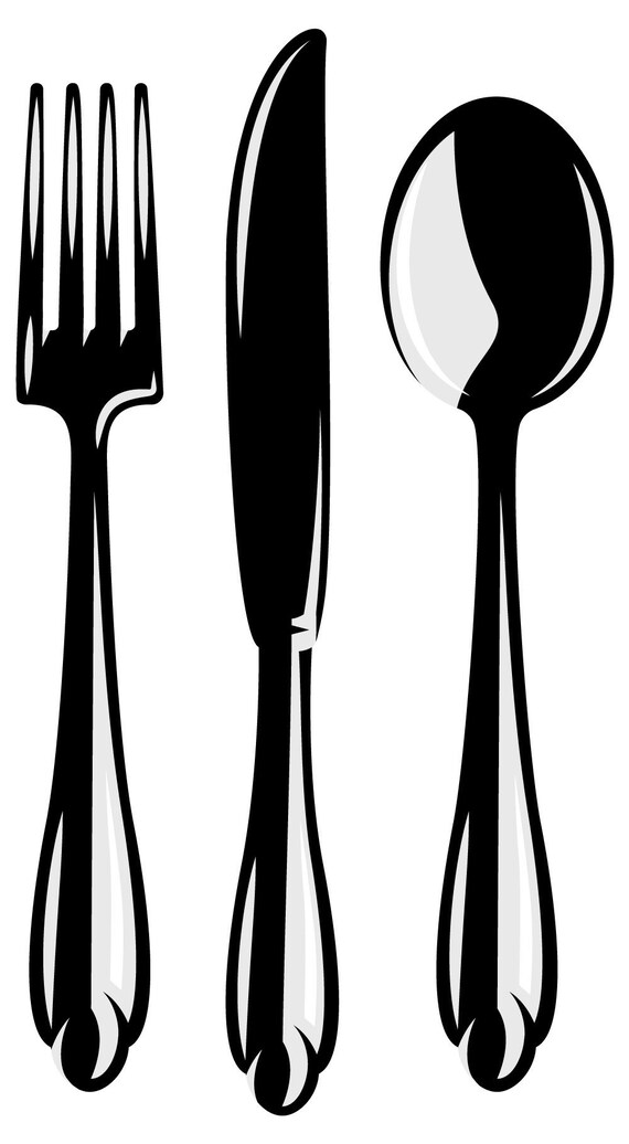 Wandtattoo Küche Geschirr Besteck Gabel Messer Löffel Comic | Etsy