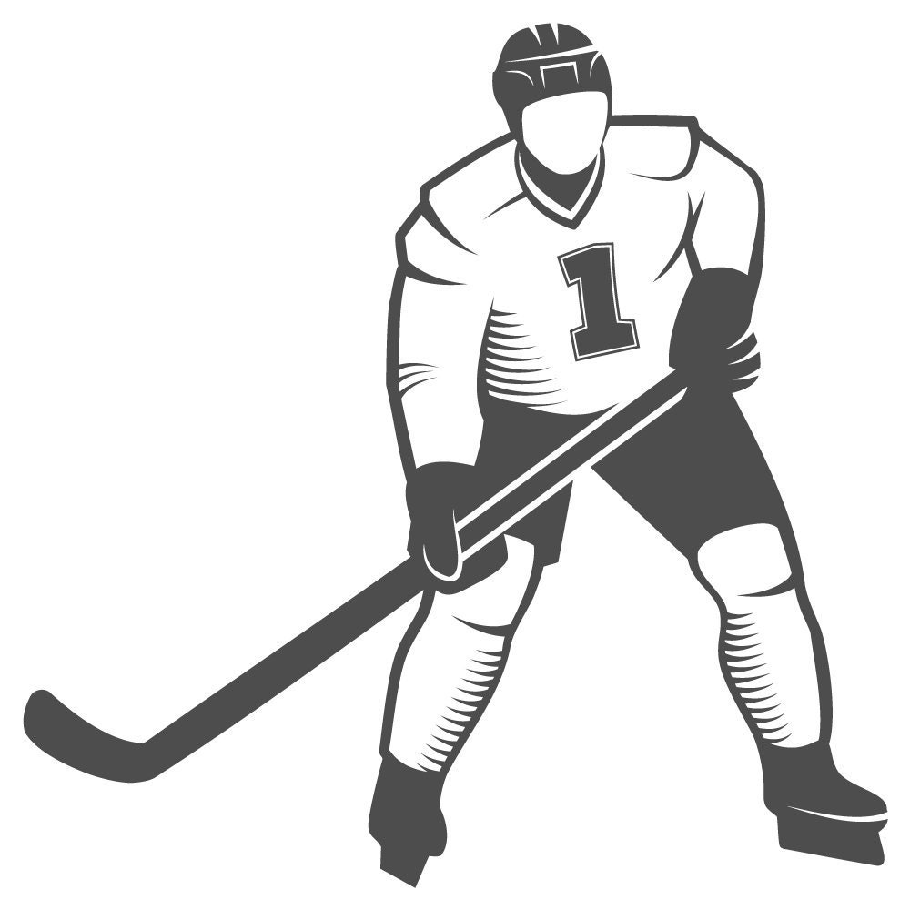 Wall decal nursery ice hockey player figure with racket wall Etsy