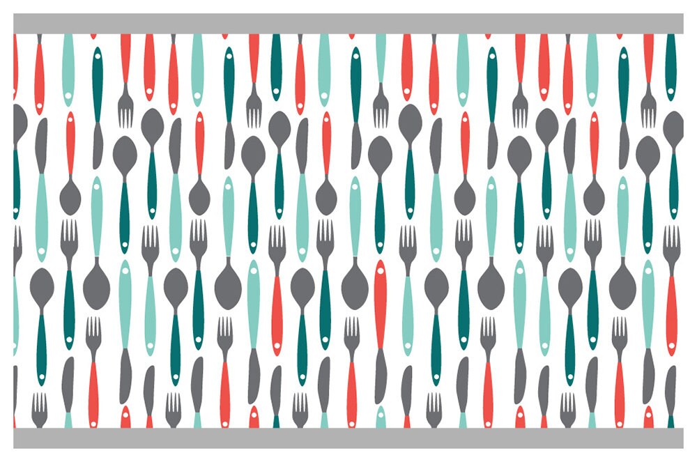 Border Kitchen Fork Knife Spoon Kitchen Bristle Wall Banner Etsy