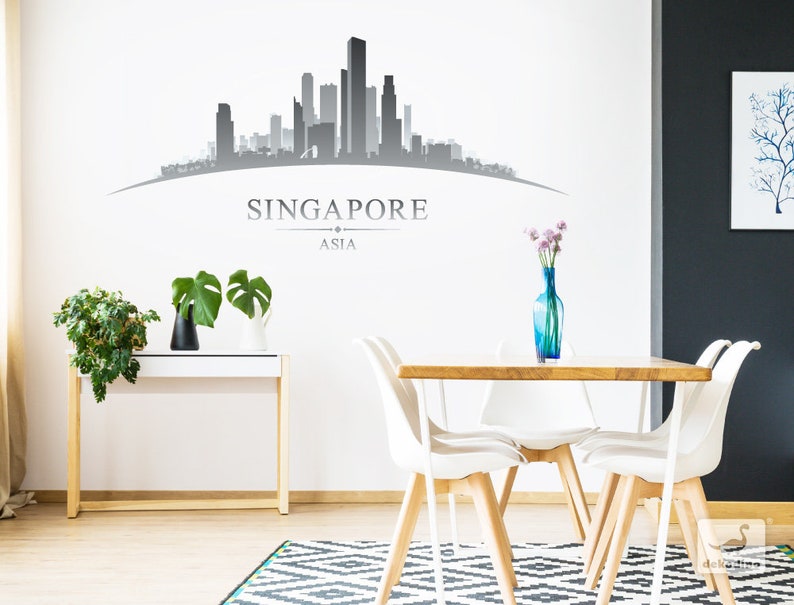 Wall Decal Skyline Singapore Silhouette Wall Decal Singapore Etsy