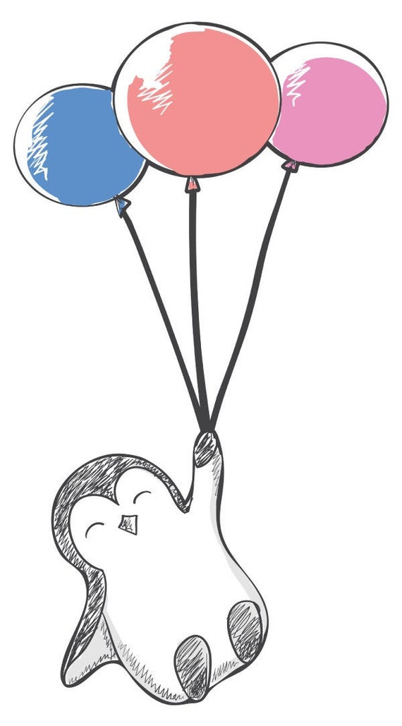 Wandtattoo Kinderzimmer Tierbaby Pinguin Mit Luftballons Etsy