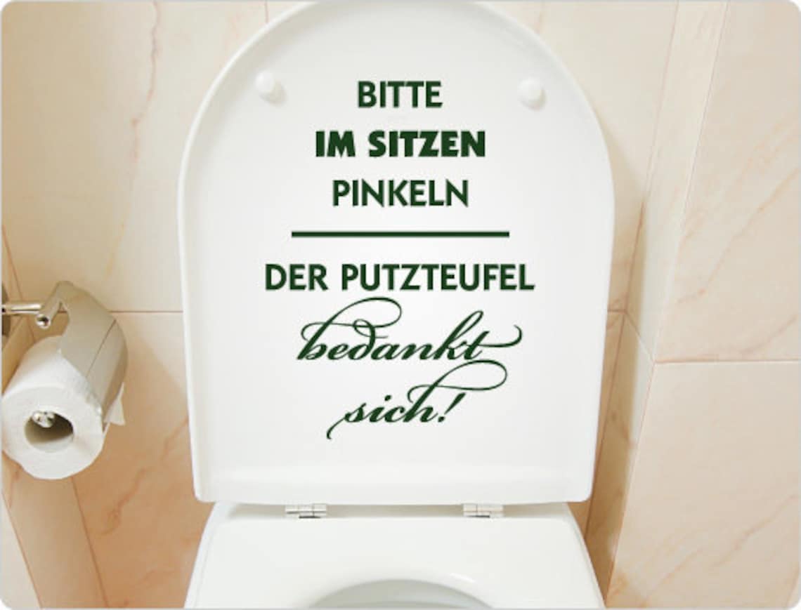 Wandtattoo WC Aufkleber Bitte im Sitzen pinkeln Etsy