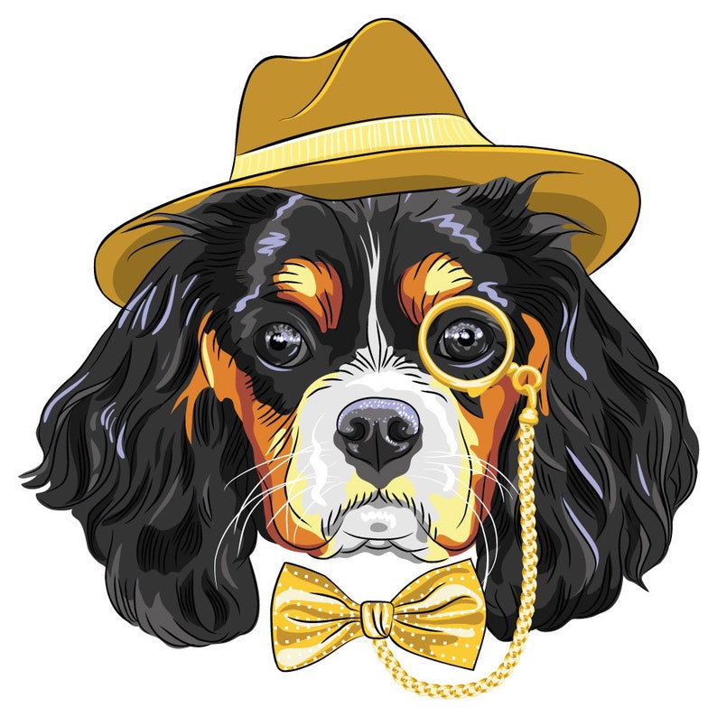 Wall decal dogs wall decal dog with hat and bow tie wall Etsy