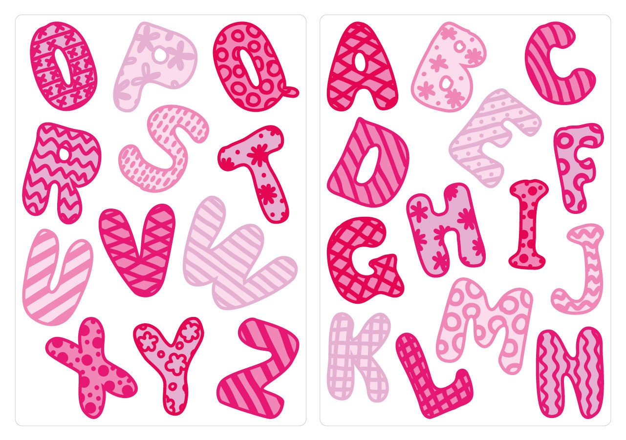 Wall Decal Nursery Alphabet Pink 26 Letters Wall Sticker Etsy