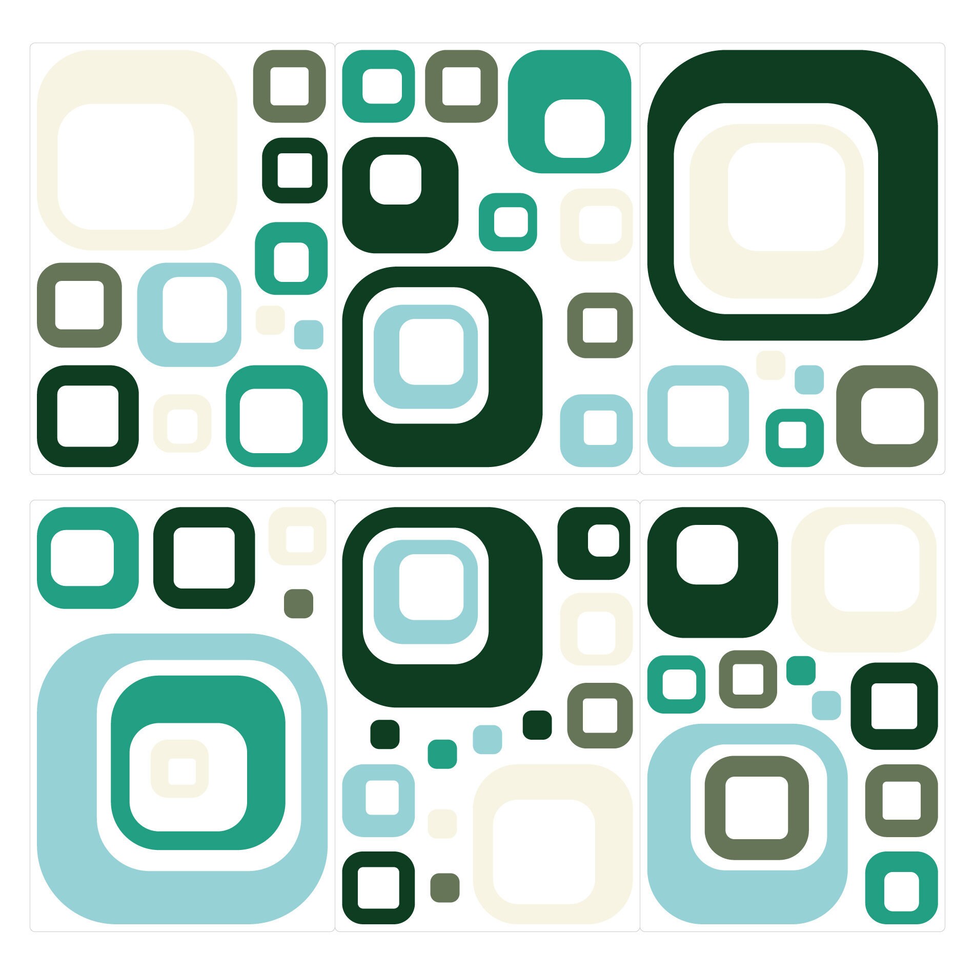 Wall decal living room retro cubes green mint light blue wall Etsy