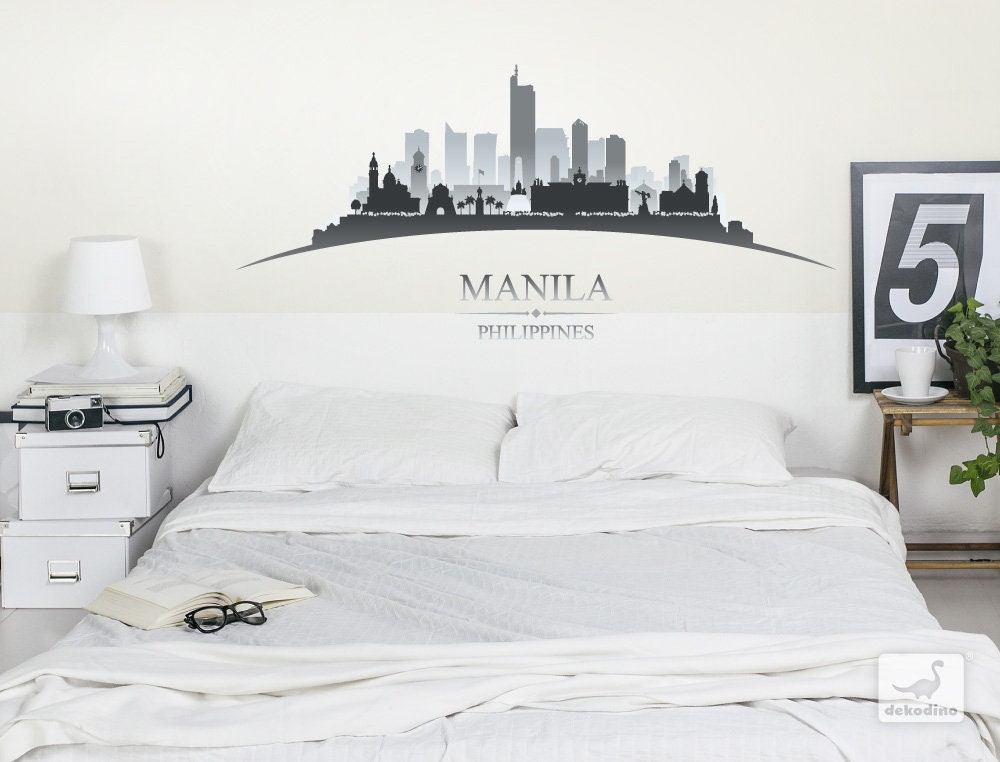 Wall decal Skyline Manila silhouette wall decal Manila wall Etsy