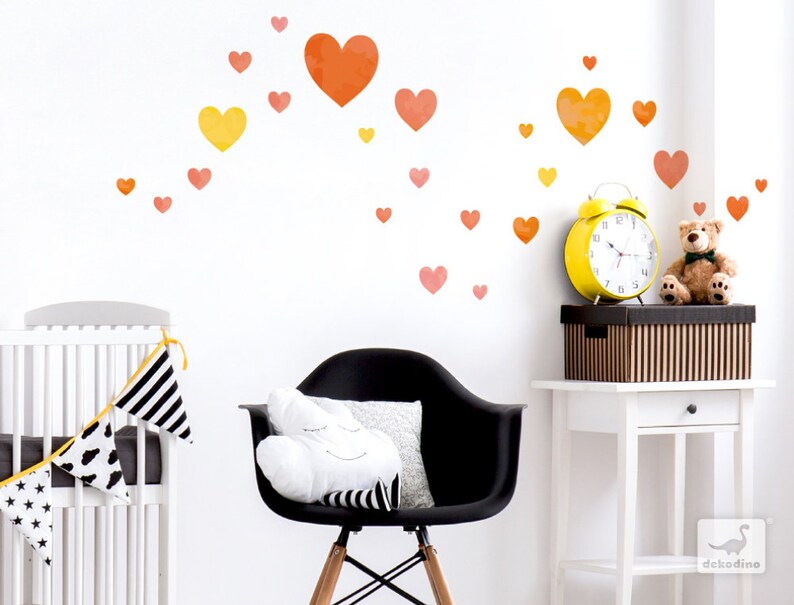 Wandtattoo Kinderzimmer Herzen Wandtattoo Kinderzimmer Herzen orange Wandsticker Herzen