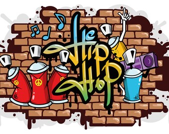 Wall Sticker Youth Room Graffiti Hip Hop Lettering Colourful Etsy 日本