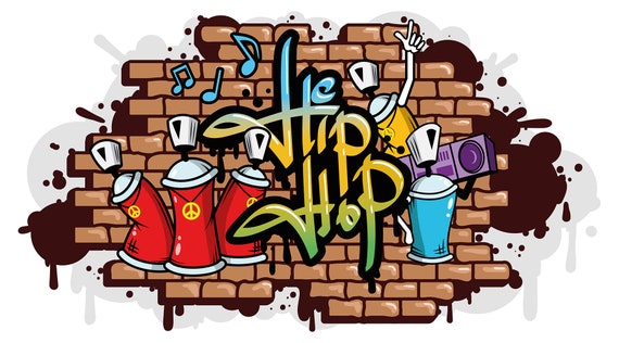 Wandtattoo Jugendzimmer Graffiti Hip Hop Schriftzug Bunt Etsy