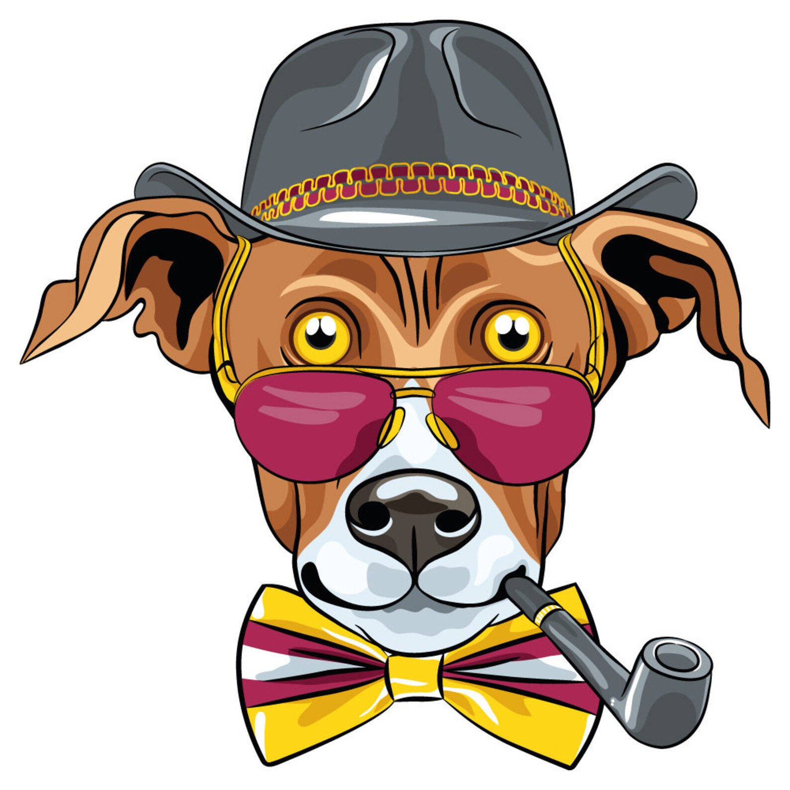 Wall decal dogs wall decal dog with hat and pipe wall Etsy