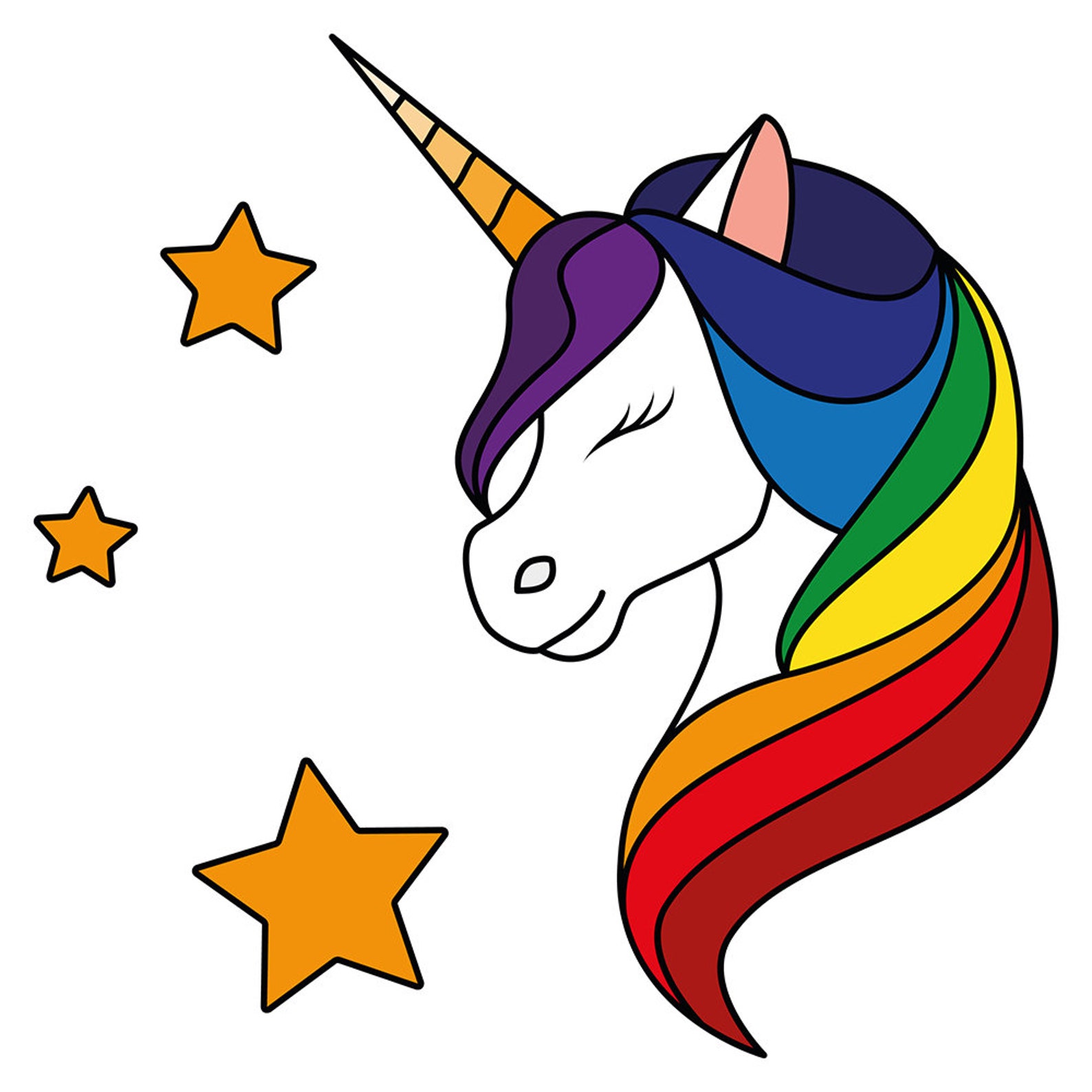 Wall Sticker Children's Room Unicorn With Rainbow Horse Etsy