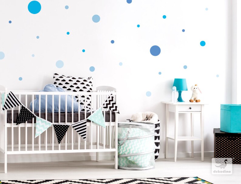 Wall decal nursery dots blue wall sticker circles baby room Etsy
