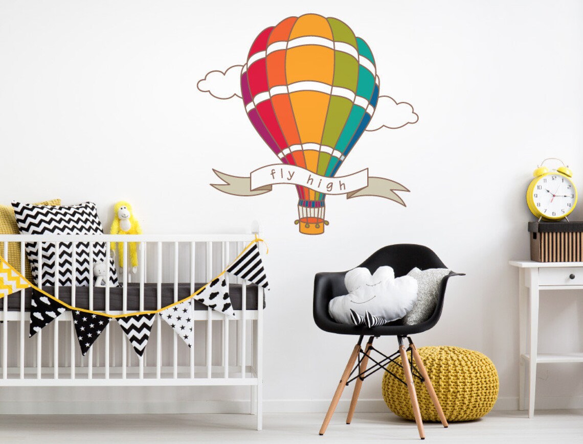 Wall Decal Nursery Hot Air Balloon Fly High Wall Decal Hot Etsy
