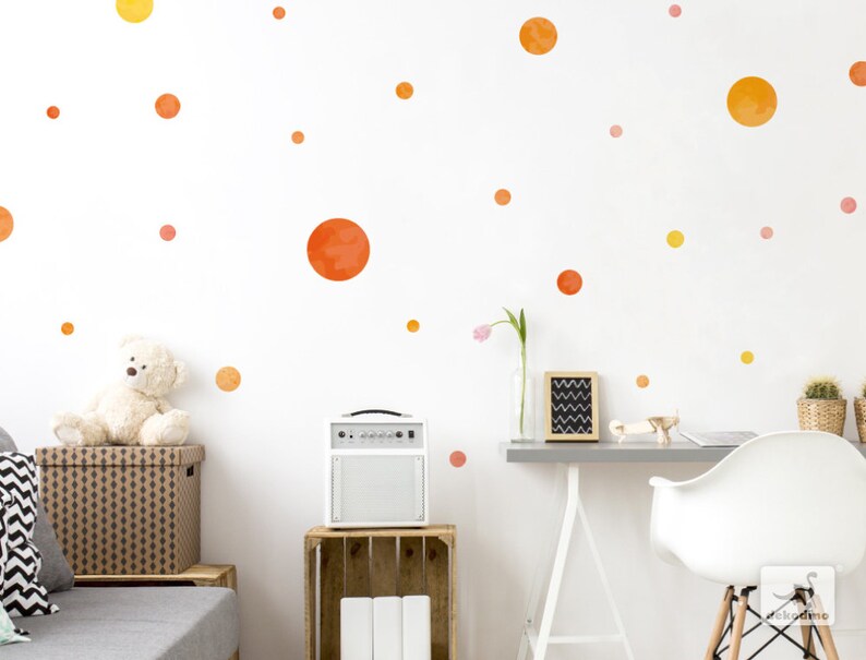 Wandtattoo Kinderzimmer orange Wandtattoo Kinderzimmer Punkte orange Wandsticker Kreise