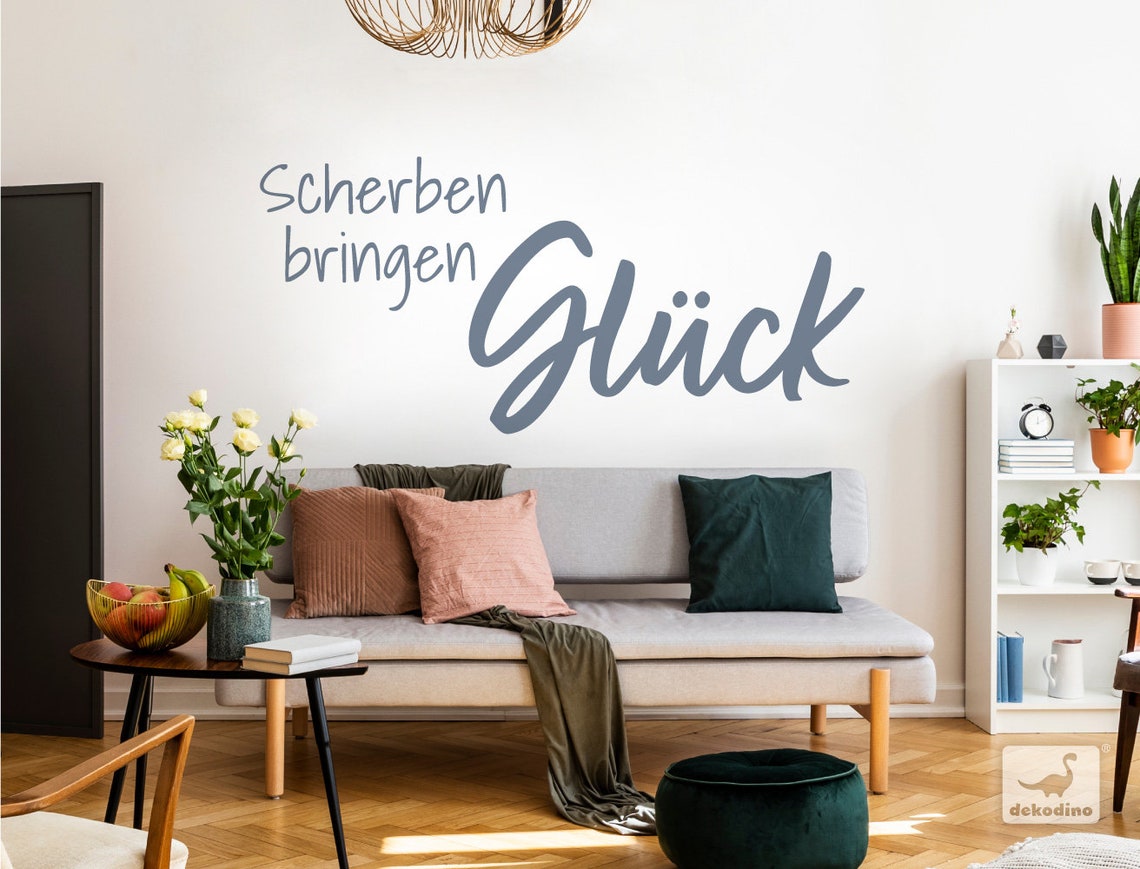 Wandtattoo Sprichwort Scherben bringen Glück Wandtattoo Etsy