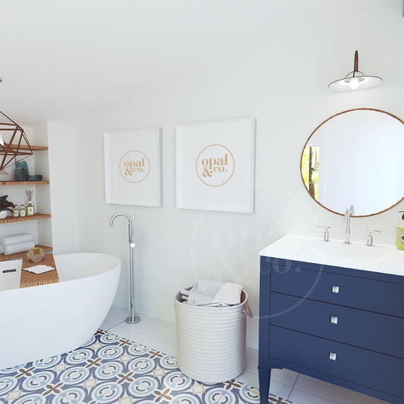Picture Frame Mockup Mockups Bathroom White