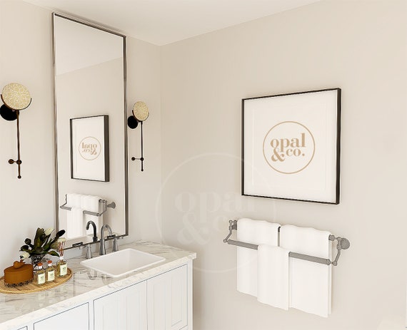 Download Picture Frame Mockup Mockups Bathroom Frame Mockup Black Etsy