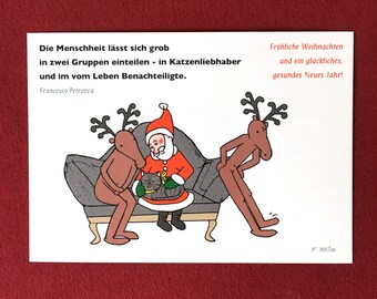 Weihnachtspostkarte "Katzenliebhaber"