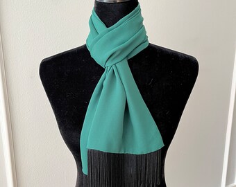 Vintage Ray Strauss Double Layered Fringed Green Scarf/ Scarf Accessories/ Men's Neck Scarf