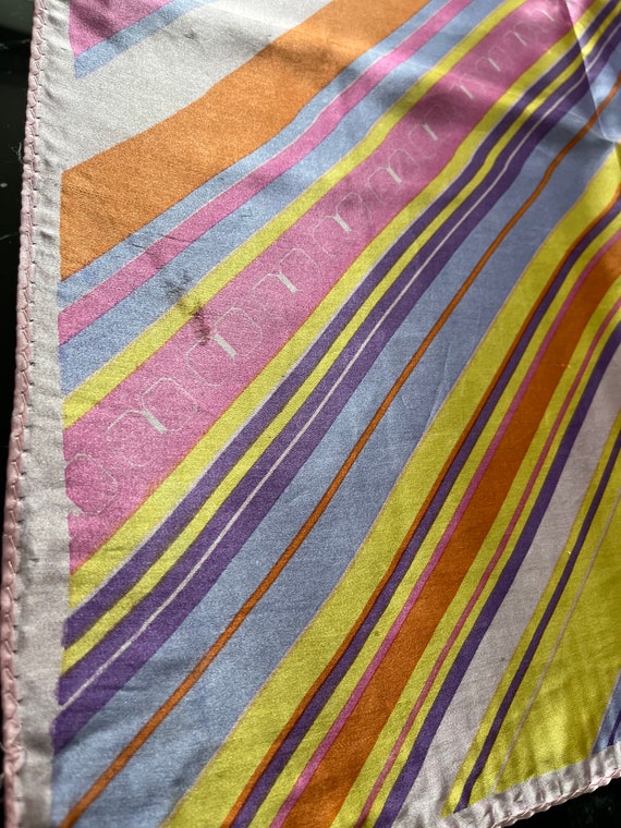 Vintage Pastel Colors Diagonal Striped Silk Scarf… - image 7