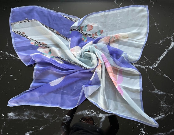 HANAE MORI Silk Butterfly Art Scarf, Unique Vinta… - image 1