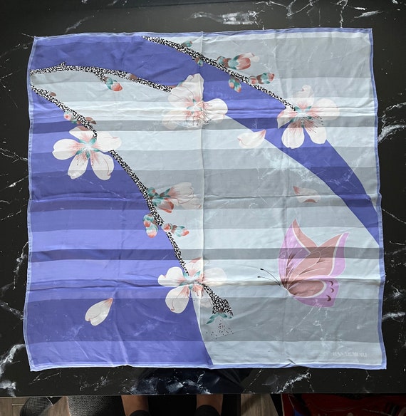 HANAE MORI Silk Butterfly Art Scarf, Unique Vinta… - image 8