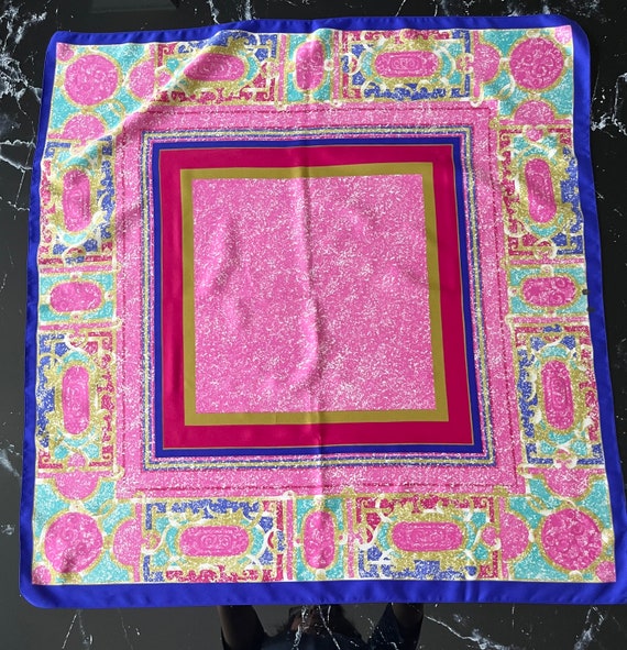 GLENTEX Pink Purple Italian Polyester Square Scar… - image 5