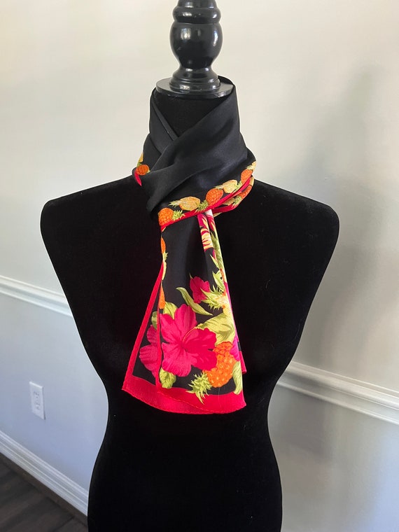 COLLECTION XIIX Black Red Pineapple Flowers Print… - image 3