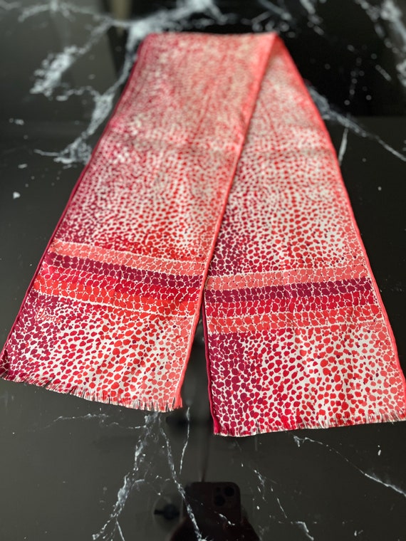 Vintage USNA 100% Silk Scarf Rectangle Beige/Red H