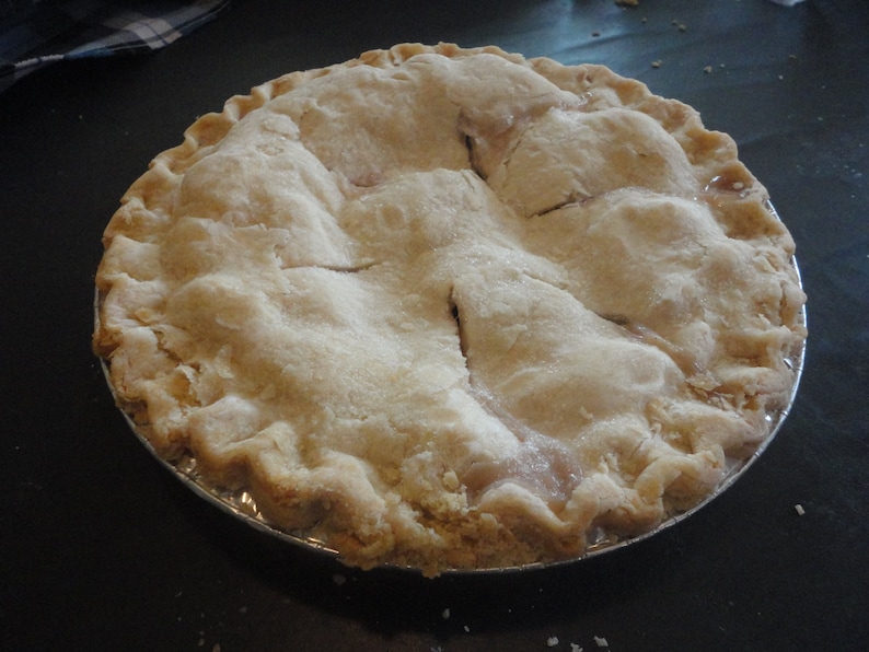 Handmade SUGARFREE Rhubarb Pie, Old Fashioned, Double Crust Pie, Mennonite Cooking, Amish