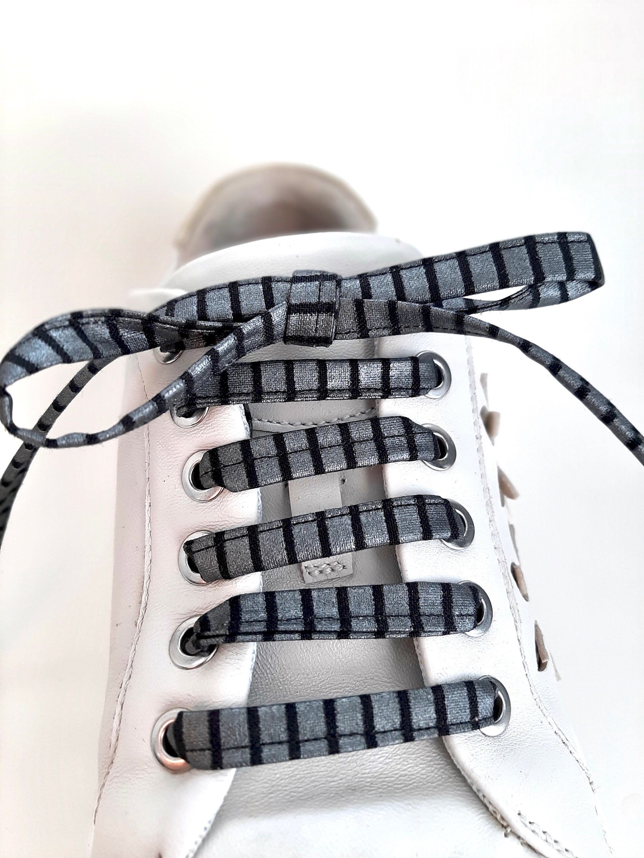 black and silver shoelaces