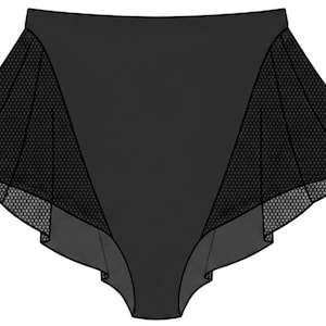 Bas de bikini taille haute, maillot de bain des années 90 avec fesses froissées, bikini string à volants en résille, maillot de bain rétro de l'an 2000 fait sur mesure par LINES BY CELINA