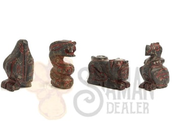 Handcarved 4 Directions Animals Serpentine Stone Totem Set from Cusco, Peru