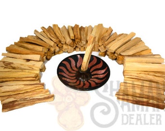 Premium Palo Santo Holy wood Bursera Graveolens Sticks from Peru 10 cm x 1 cm and Ceramic Incense burner 1 kg 2.2 Lb