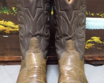 vintage « PANHANDLE SLIM » Bottes de cowboy occidentales exotiques Taille homme 9.5D RARE