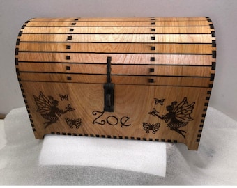 Personalized Children's Treasure Chest with Upgraded Metal Hasp — Padlock-Ready: Handmade Wood Keepsake Box