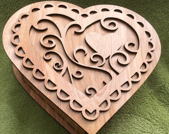 Personalized Heart Shaped Jewelry Box, Mother's Day Gift for Wife