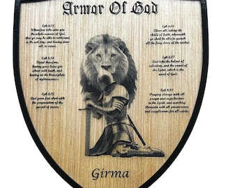 Armor of God Wall Art - Wooden Shield Christian Decor For Your Church Office