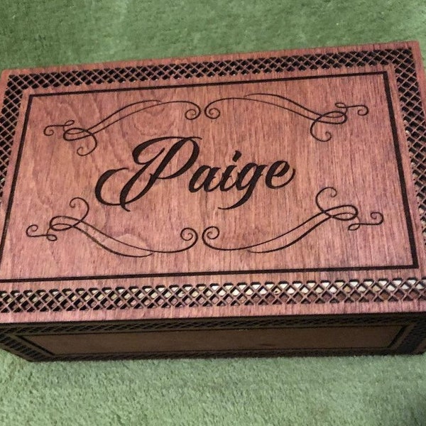 Personalized Jewelry Box, Keepsake Gift Box, Laser Engraved Wooden Trinket Box, Mother's Day Gifts