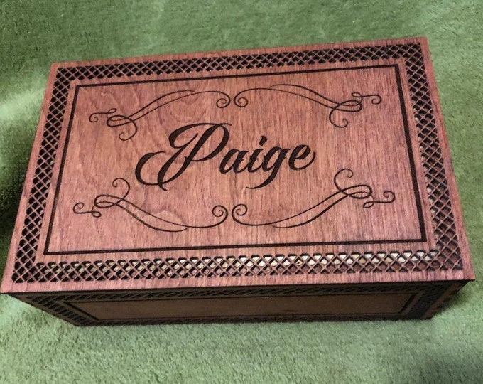 Personalized Jewelry Box, Keepsake Gift Box, Laser Engraved Wooden Trinket Box, Mother's Day Gifts