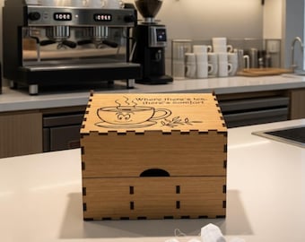 Handmade Wood Tea Box: 3-Slotted Tea Bag Organizer