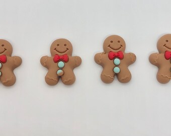 Gingerbread Man Cabochons with Blue Buttons