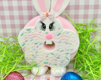 Easter Bunny Donut Prop – Faux Bakery Display, Pastel Icing, Sprinkles