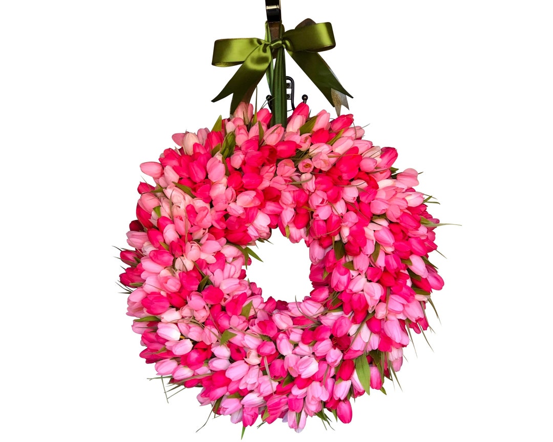 Pink Tulip Wreath,spring Floral Wreath,mothers Day Wreath,spring Wreath