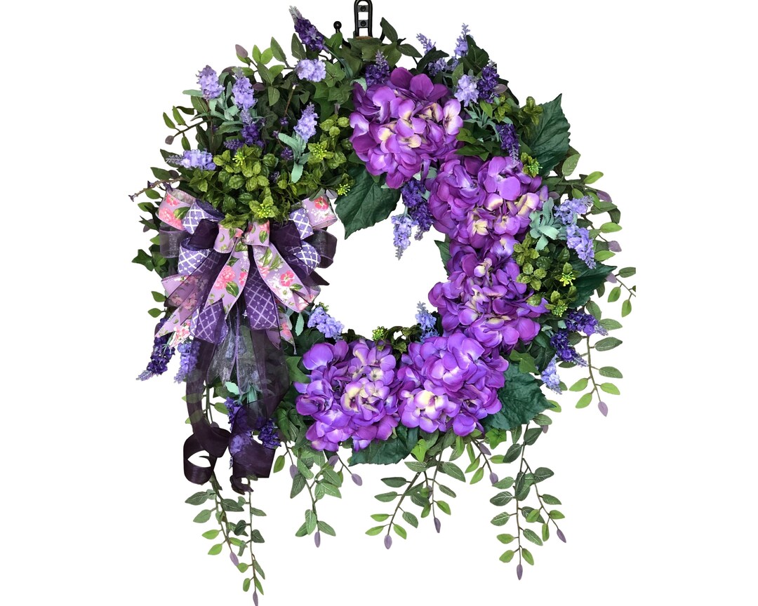 Purple Hydrangea Grapevine Wreath – Spring & Summer Front Door Decor - Etsy