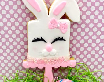 Faux Easter Bunny Cake Stand Cookie – Spring Tiered Tray Decor – Pastel Bunny Prop